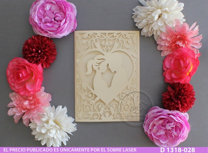 DIY Sobre Corte Laser D 1318-028 Novios Boda Corazón