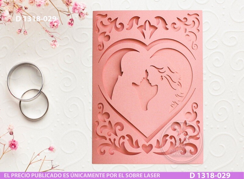 DIY Sobre Corte Laser D 1318-029 Novios Boda Corazón