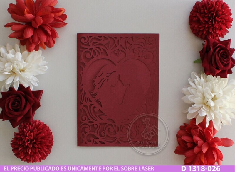 DIY Sobre Corte Laser D 1318-026 Novios Boda Corazón
