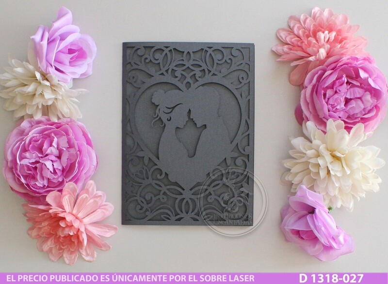 DIY Sobre Corte Laser D 1318-027 Novios Boda Corazón