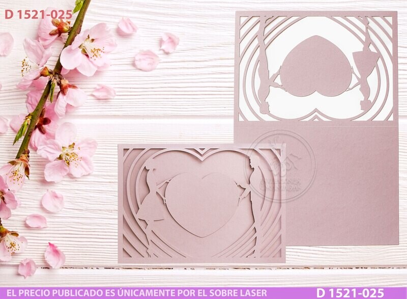 DIY Sobre Corte Laser D 1521-025 Novios Corazón