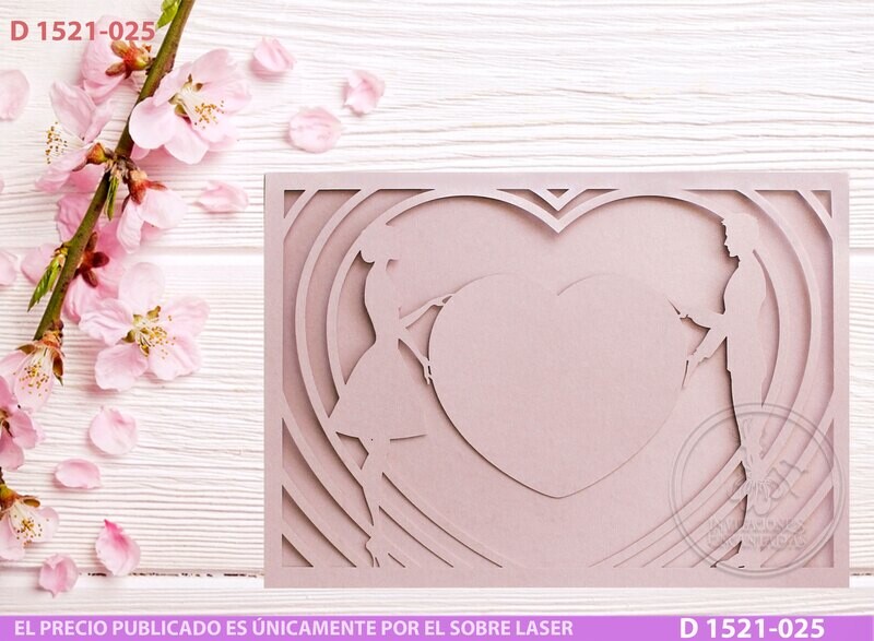 DIY Sobre Corte Laser D 1521-025 Novios Corazón