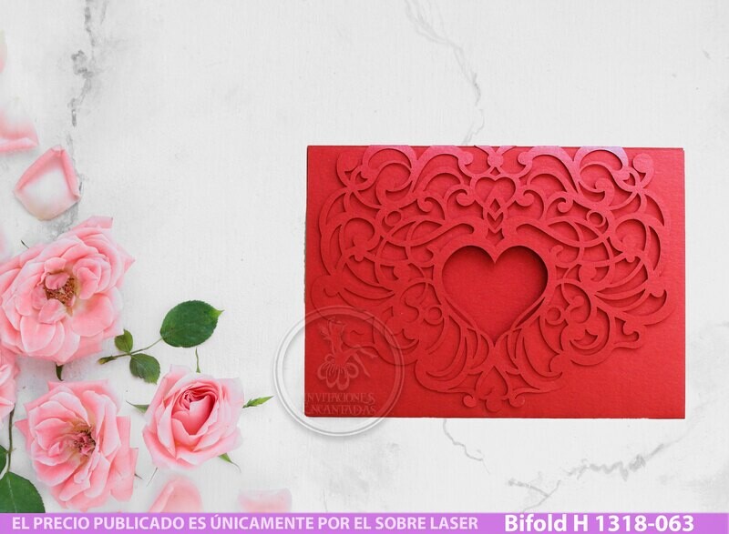 DIY Sobre Corte Laser Bifold H 1318-063 Corazón