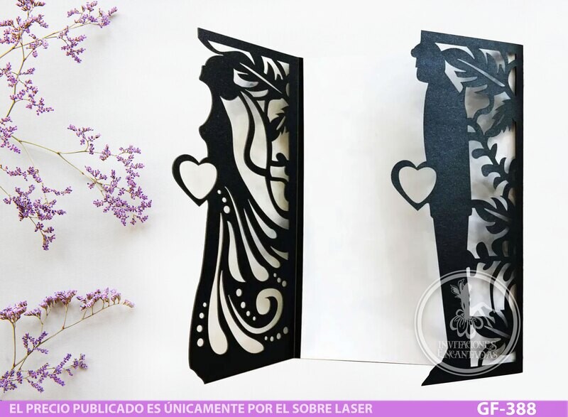 DIY Sobre Corte Laser GF-388 Boda Novios Corazón