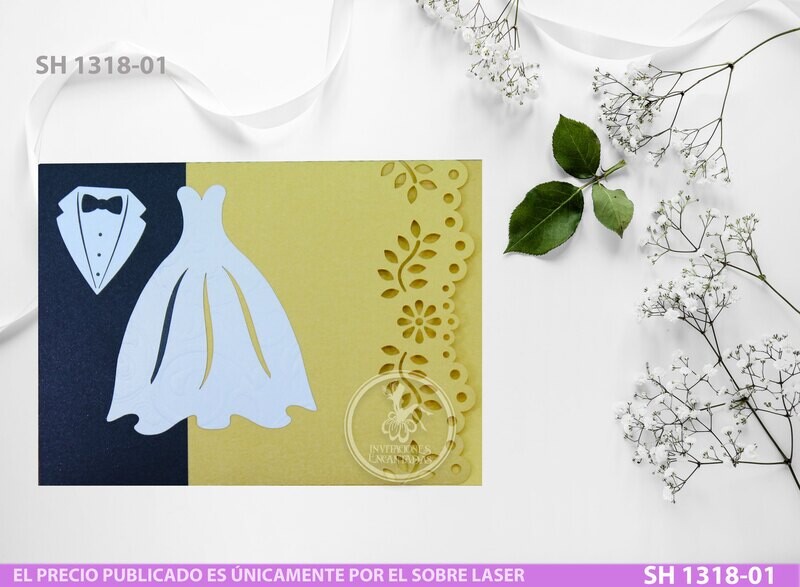 DIY Sobre Corte Laser  SH 1318-01 Novios Boda