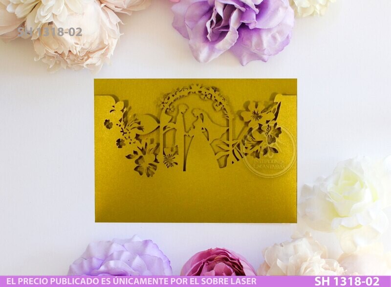 DIY Sobre Corte Laser  SH 1318-02 Novios Boda