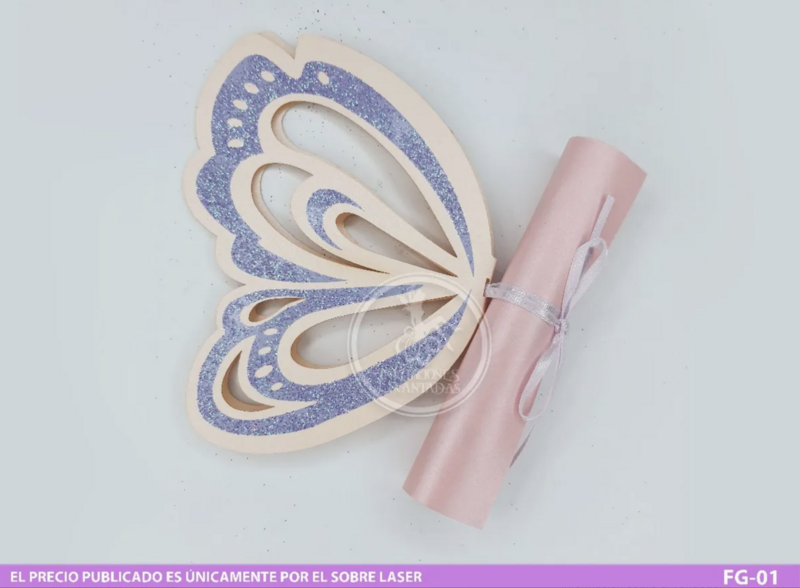DIY Sobre Corte Laser  FG-01 Alas de Mariposa