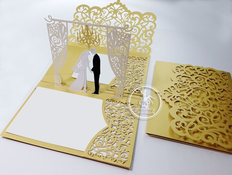 DIY Sobre Corte Laser Trifold V 1318-004 POP UP