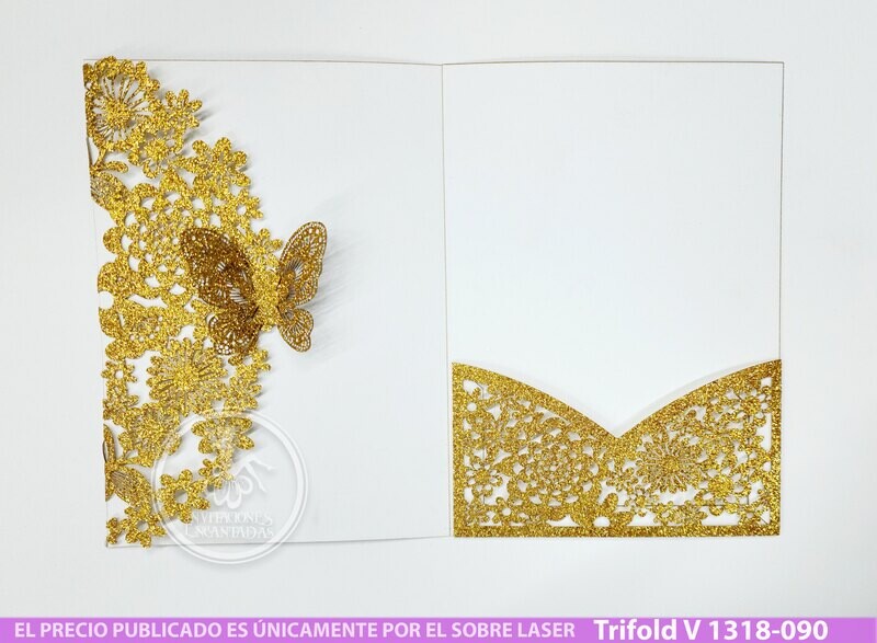 DIY Sobre Corte Laser Trifold V 1318-090 Mariposa