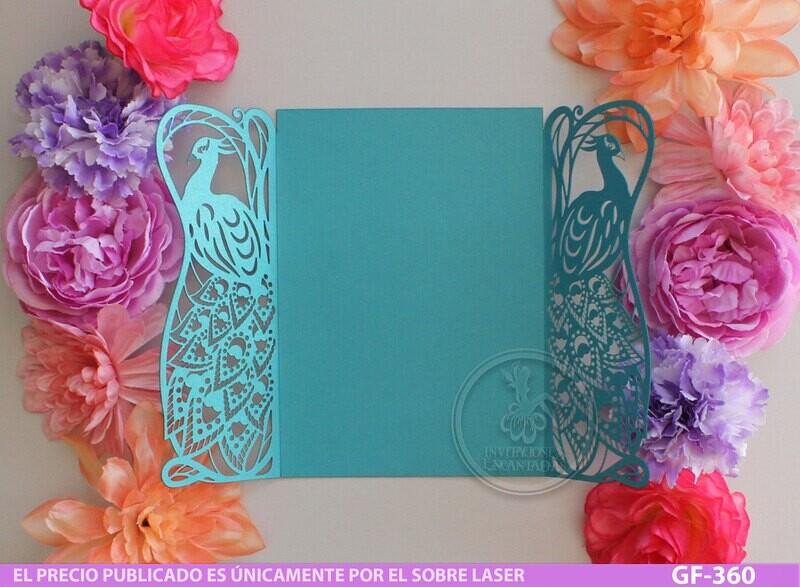 DIY Sobre Corte Laser GF-360 Pavo Real