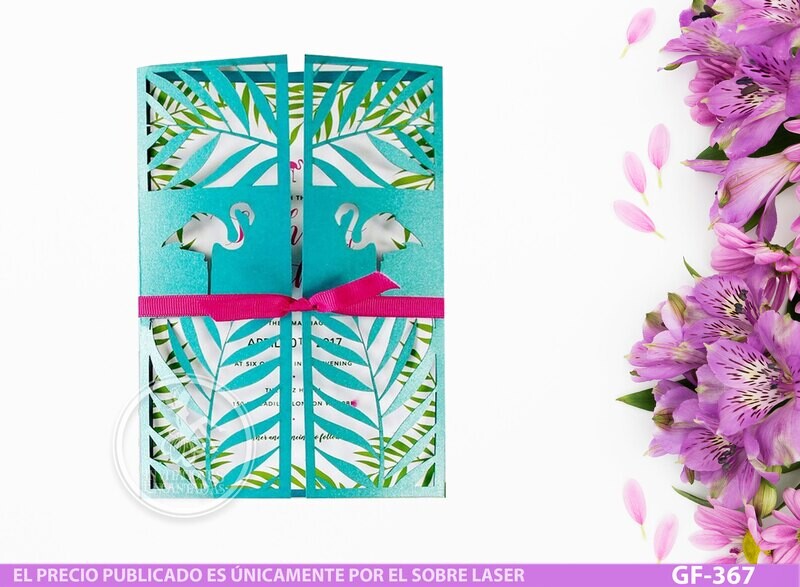 DIY Sobre Corte Laser GF-367 Playa Flamingos