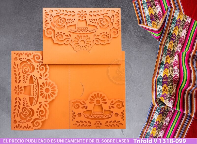 DIY Sobre Corte Laser Trifold V 1318-099 Mexicanas