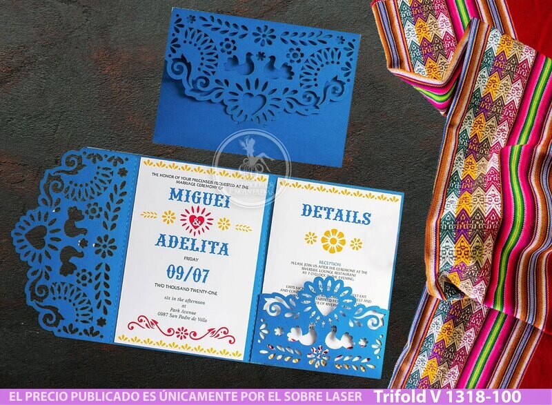 DIY Sobre Corte Laser Trifold V 1318-100 Mexicanas