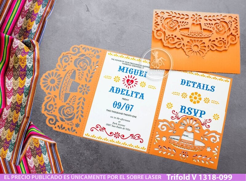 DIY Sobre Corte Laser Trifold V 1318-099 Mexicanas