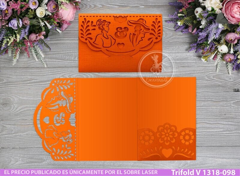 DIY Sobre Corte Laser Trifold V 1318-098 Mexicanas