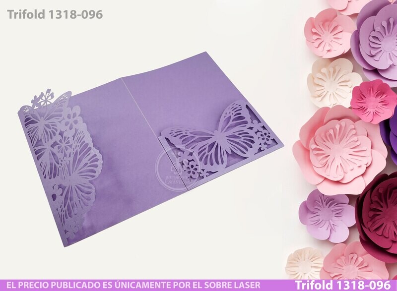 DIY Sobre Corte Laser Trifold  V 1318-096 Mariposas