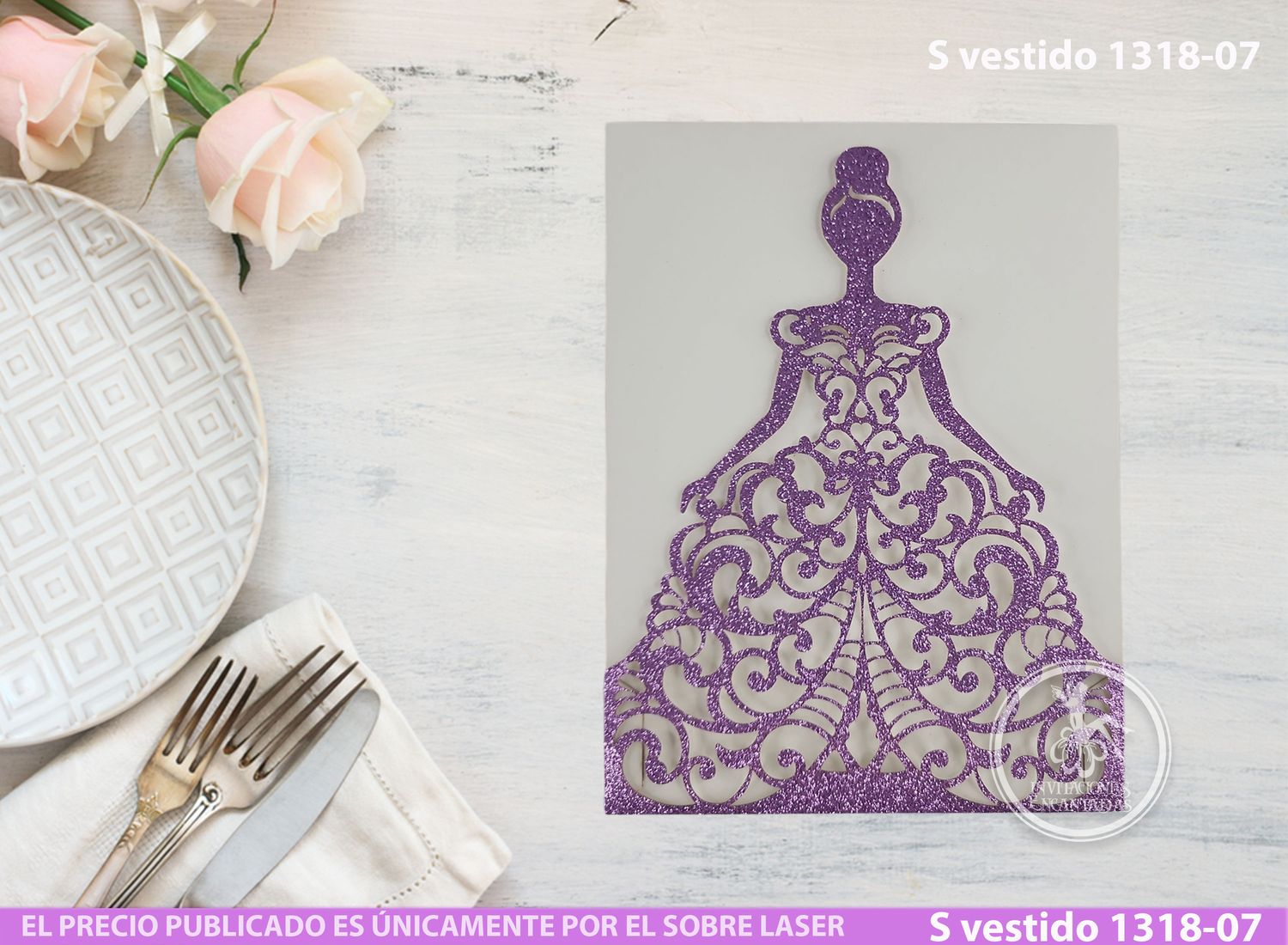 DIY Sobre Corte Laser S vestido 07 Quince años
