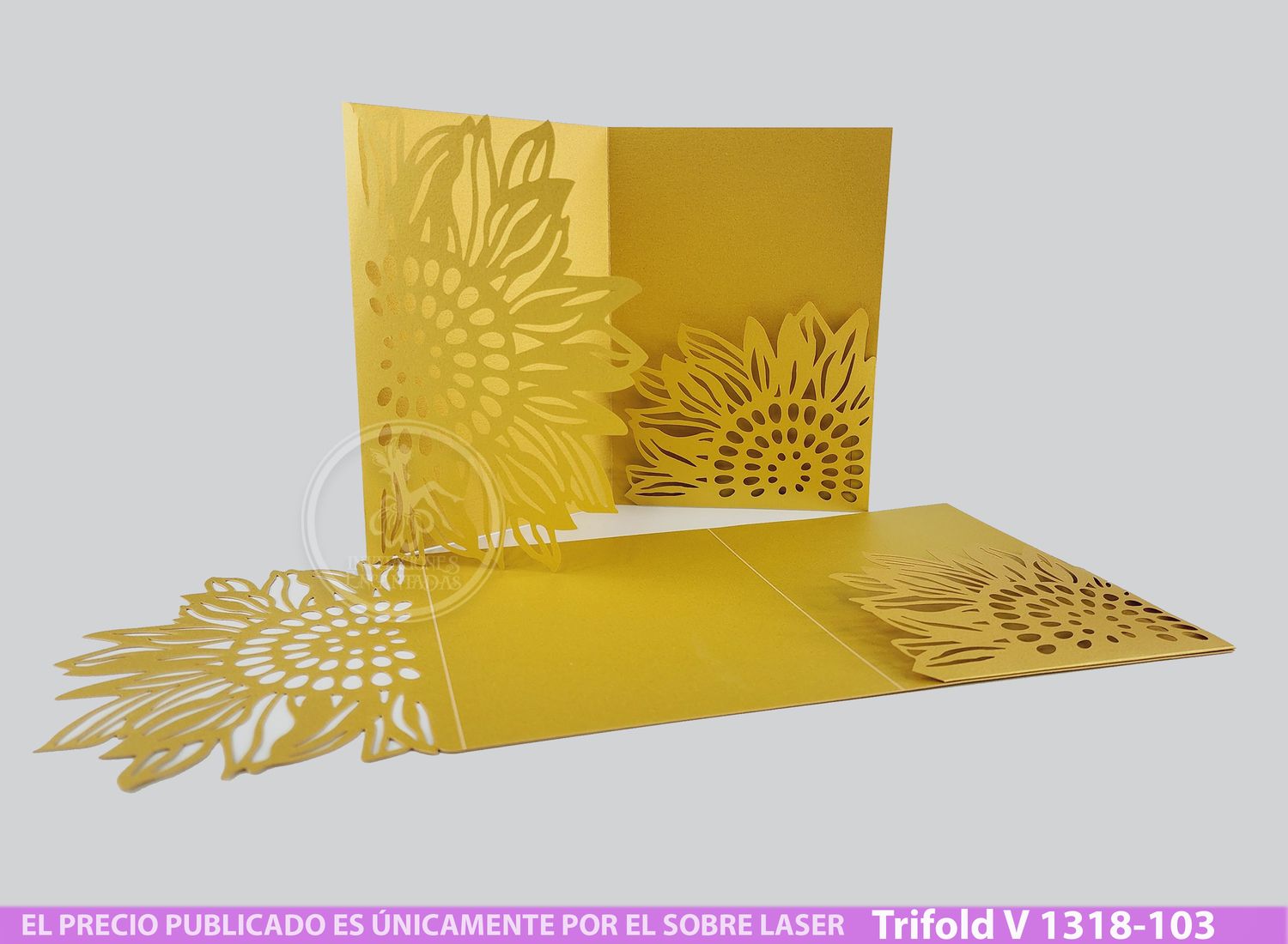 DIY Sobre Corte Laser Trifold V 1318-0101 Girasol