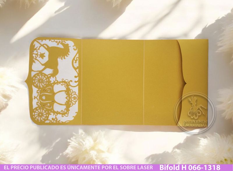 DIY Sobre Corte Laser  Bifold H 1318-066 Cenicienta carruaje