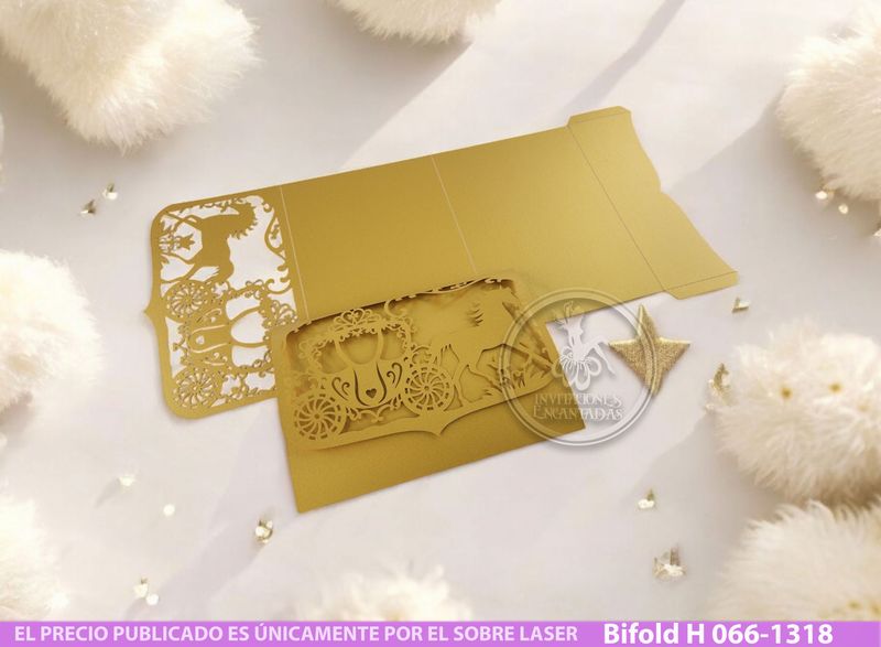 DIY Sobre Corte Laser  Bifold H 1318-066 Cenicienta carruaje