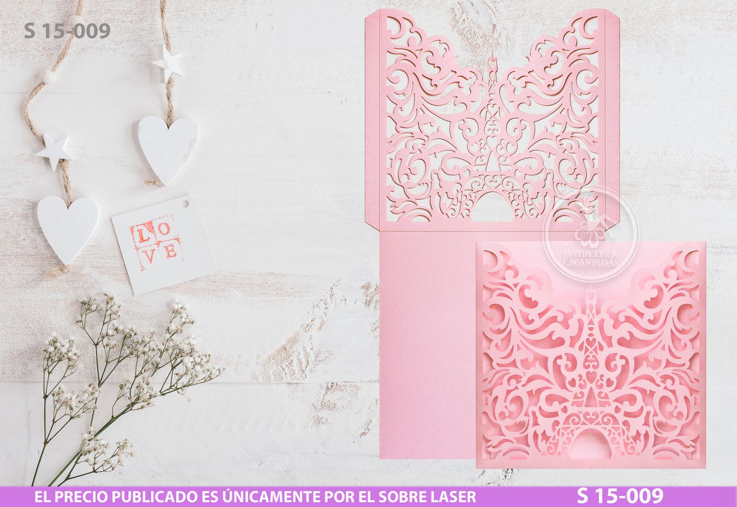 DIY Sobre Corte Laser  S 15-009 Paris Torre Eiffel