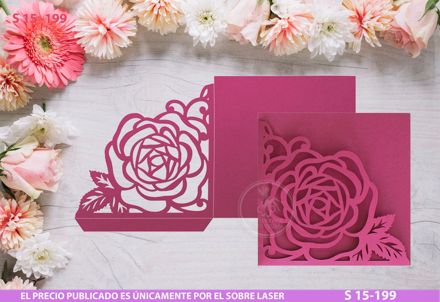 DIY Sobre Corte Laser  S 15-199 Rosas