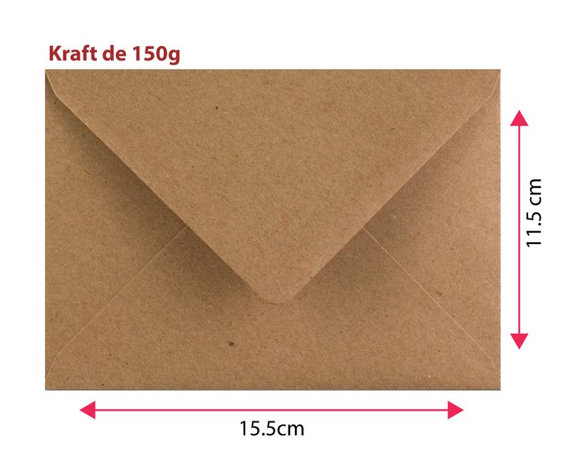 50 Sobres rectangular 15x22.5 cm KRAFT 150g