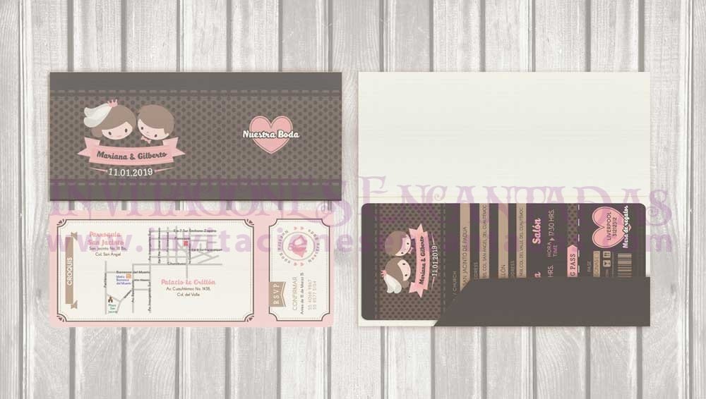 Invitación Ticket con Porta Ticket 05 Invitación Ticket con Porta Ticket 05