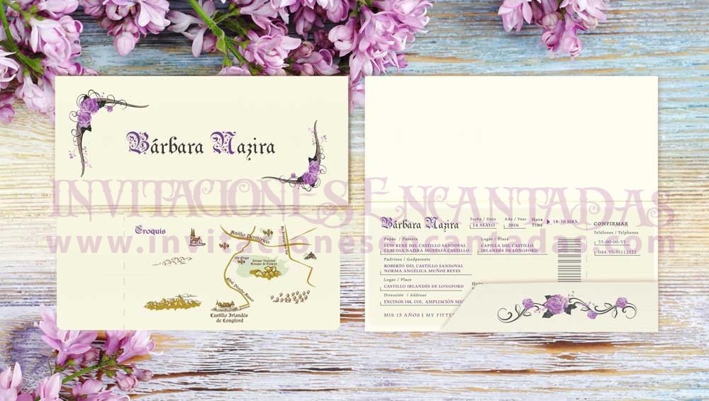 Invitación Ticket con Porta Ticket 18 Invitación Ticket con Porta Ticket 18