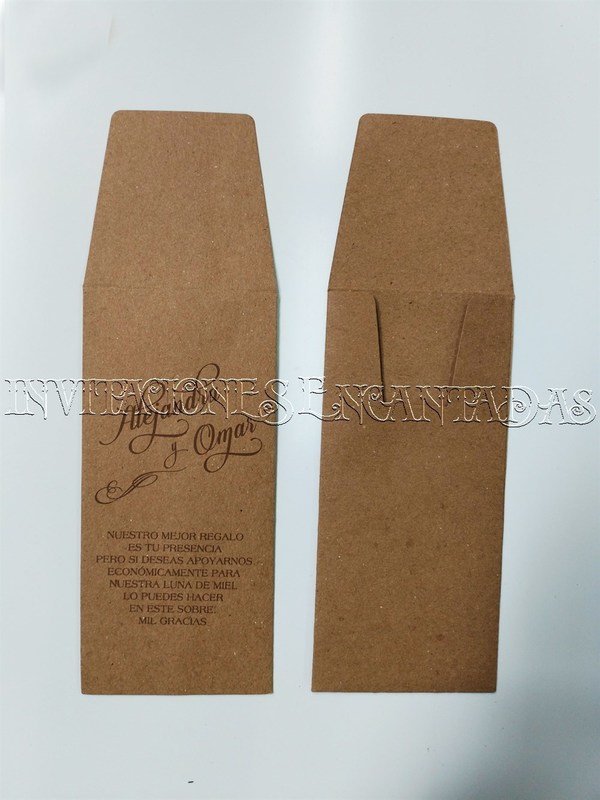 100 Sobres de Dinero 16 x 7 cms con Flexografia 1 Tinta