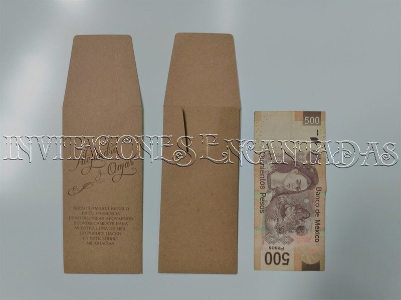 100 Sobres de Dinero 16 x 7 cms