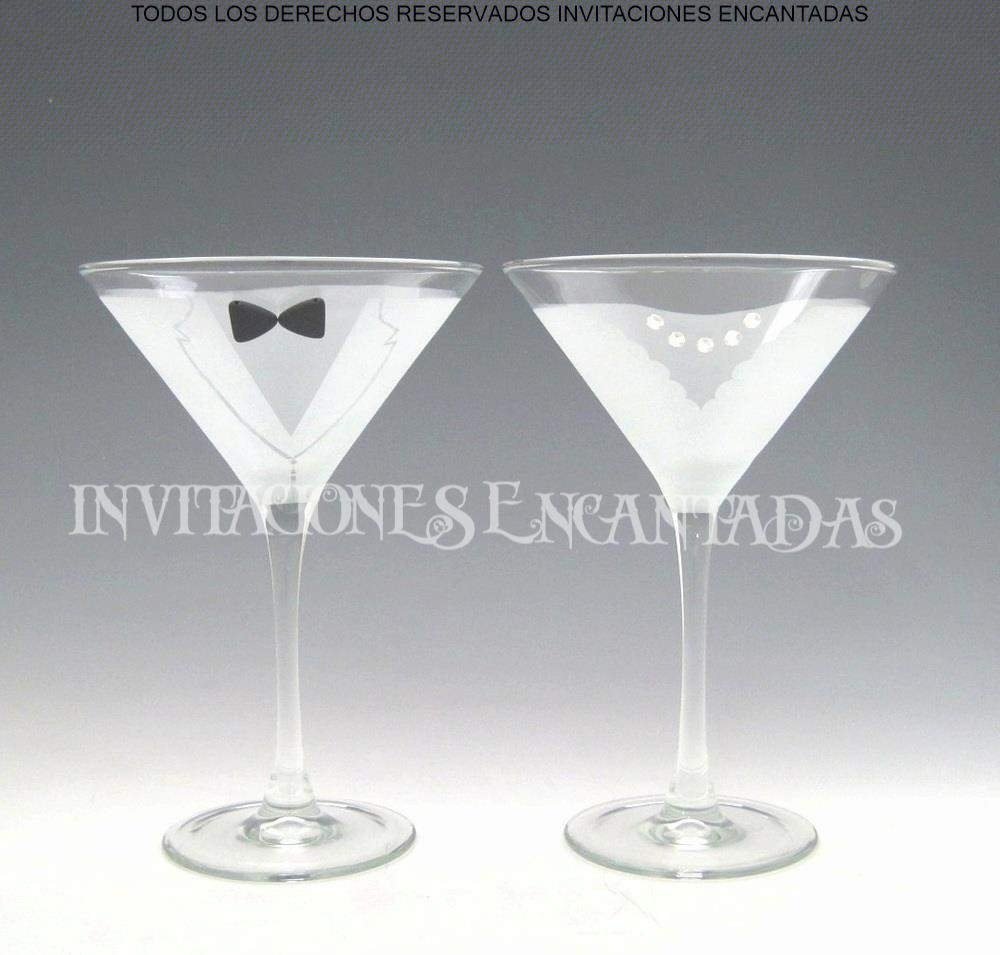 Set Copas Grabadas Para Boda Novio y Novia de Vidrio Martini Set Copas Grabadas Para Boda Novio y Novia de Vidrio Martini
