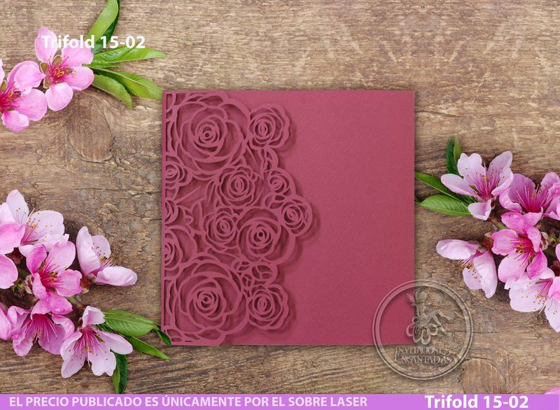 DIY Sobre Corte Laser Trifold 15-002 Flores