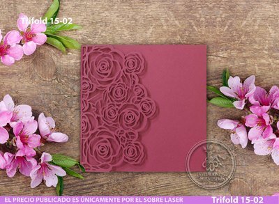 DIY Sobre Corte Laser Trifold 15-002 Flores