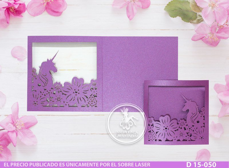 DIY Sobre Corte Laser D 15-050 Unicornio