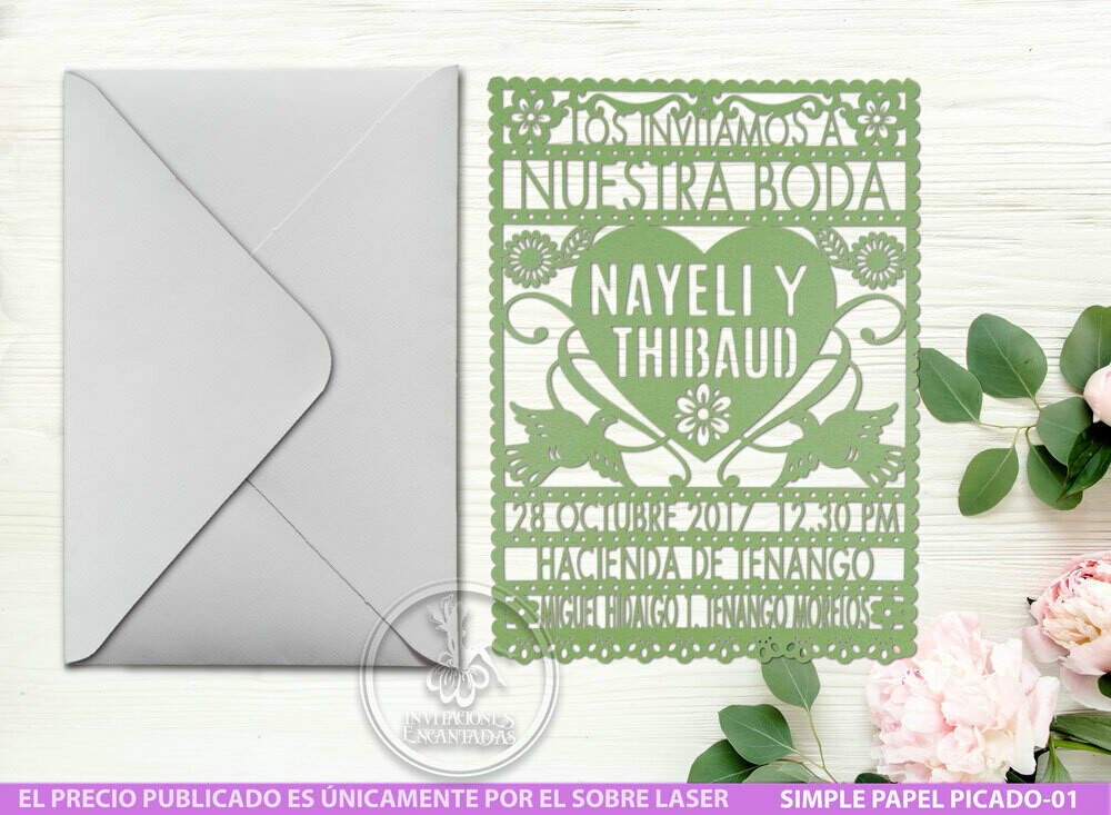 DIY Sobre Corte Laser Simple-Mexicana-Papel-Picado-01 - Personalizada DIY Sobre Corte Laser Simple-Mexicana-Papel-Picado-01 - Personalizada
