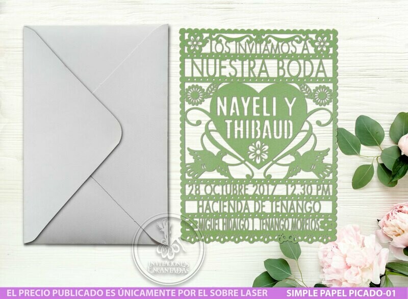 DIY Sobre Corte Laser Simple-Mexicana-Papel-Picado-01 - Personalizada DIY Sobre Corte Laser Simple-Mexicana-Papel-Picado-01 - Personalizada