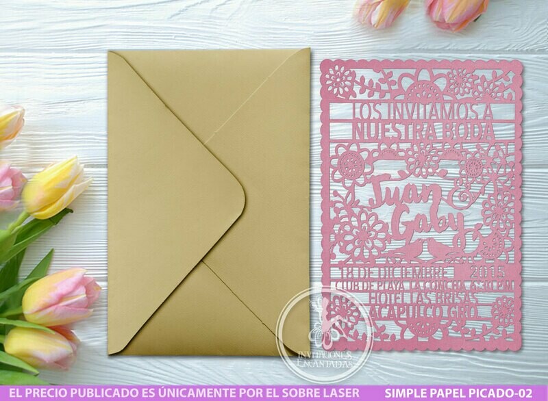 DIY Sobre Corte Laser Simple-Mexicana-Papel-Picado-02 - Personalizada