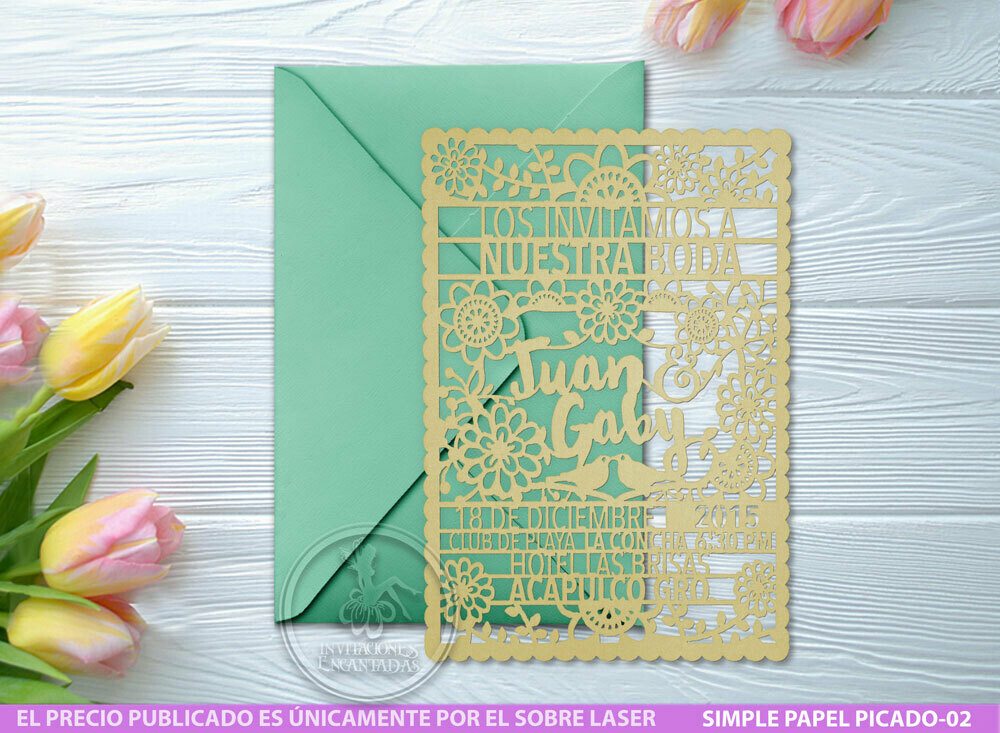 DIY Sobre Corte Laser Simple-Mexicana-Papel-Picado-02 - Personalizada