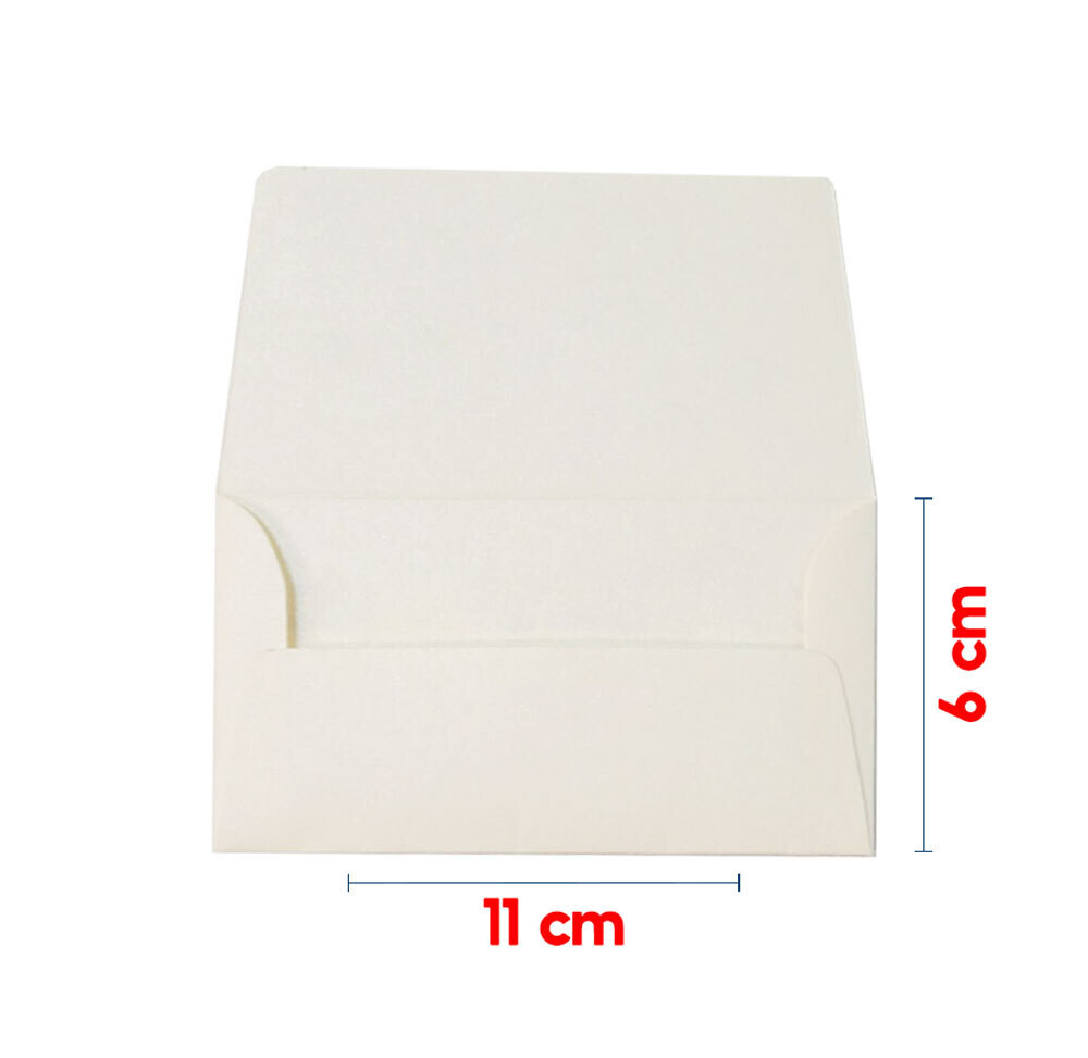 50 Sobres rectangular 6x11 cm Papel Hueso-Marfil Mate de 120g