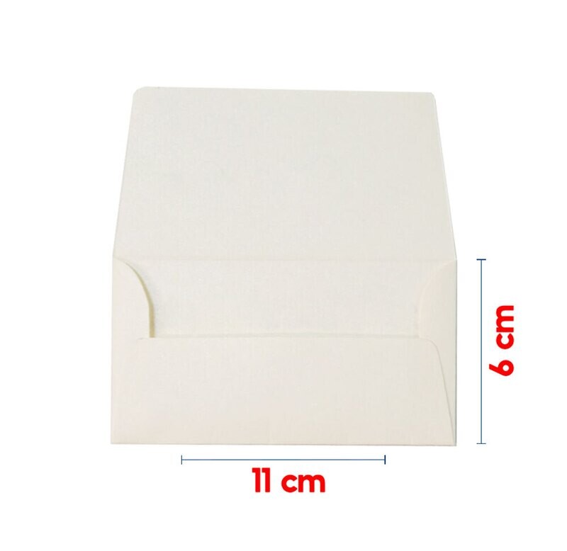 50 Sobres rectangular 6x11 cm Papel Hueso-Marfil Mate de 120g