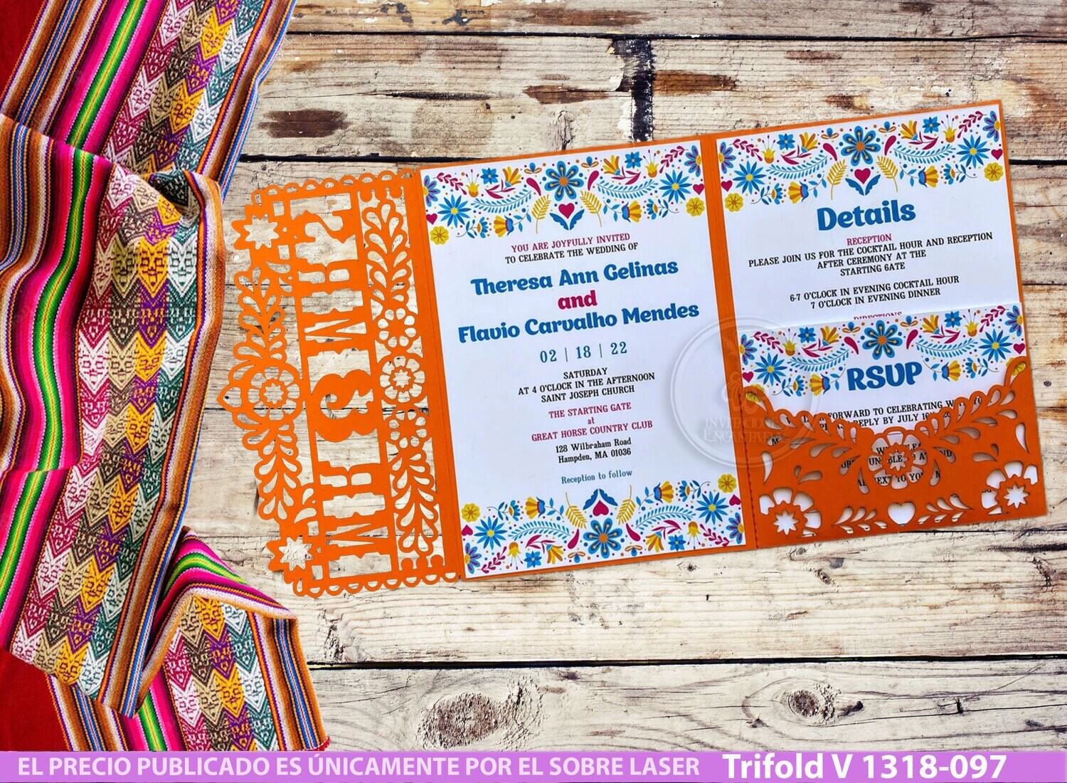 DIY Sobre Corte Laser Trifold V 1318-097 Mexicanas - Personalizada DIY Sobre Corte Laser Trifold V 1318-097 Mexicanas - Personalizada
