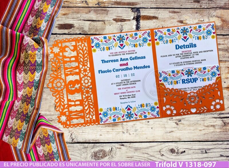 DIY Sobre Corte Laser Trifold V 1318-097 Mexicanas - Personalizada DIY Sobre Corte Laser Trifold V 1318-097 Mexicanas - Personalizada