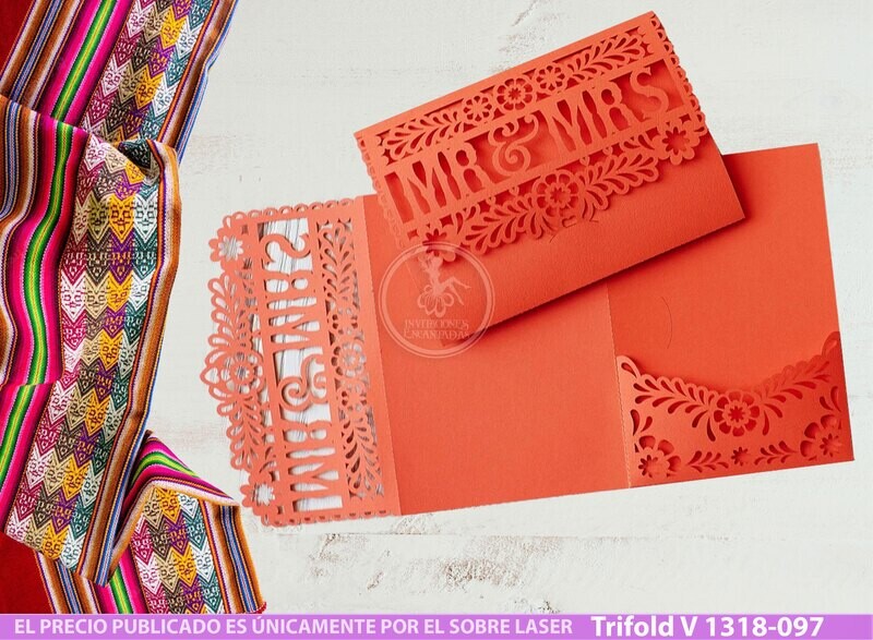 DIY Sobre Corte Laser Trifold V 1318-097 Mexicanas - Personalizada