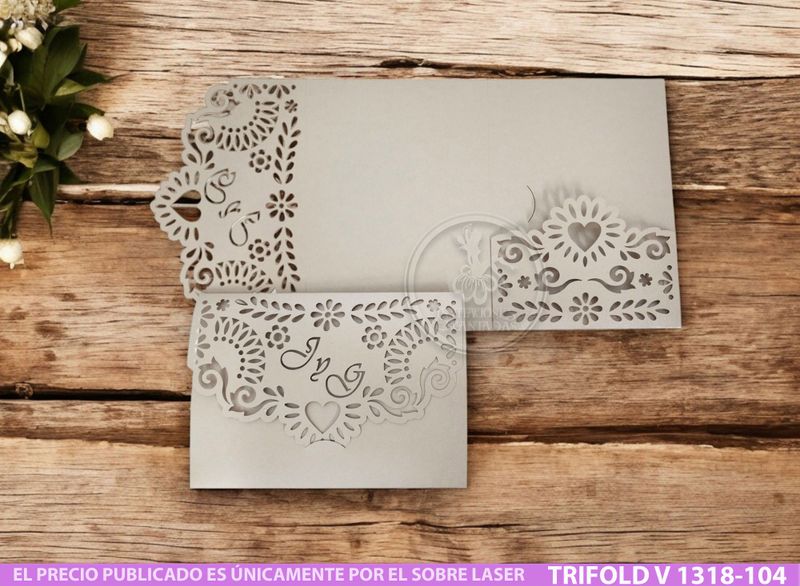 DIY Sobre Corte Laser Trifold V 1318-106 Mexicanas INICIALES - Personalizada