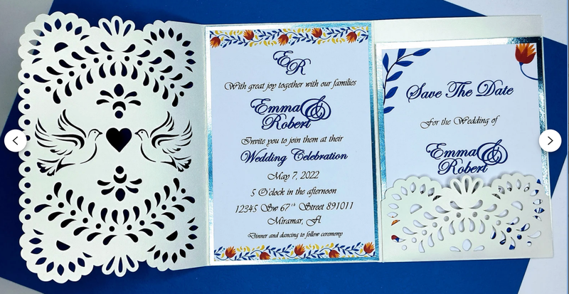 DIY Sobre Corte Laser DIY Trifold V 1318-104 Mexicana Palomas