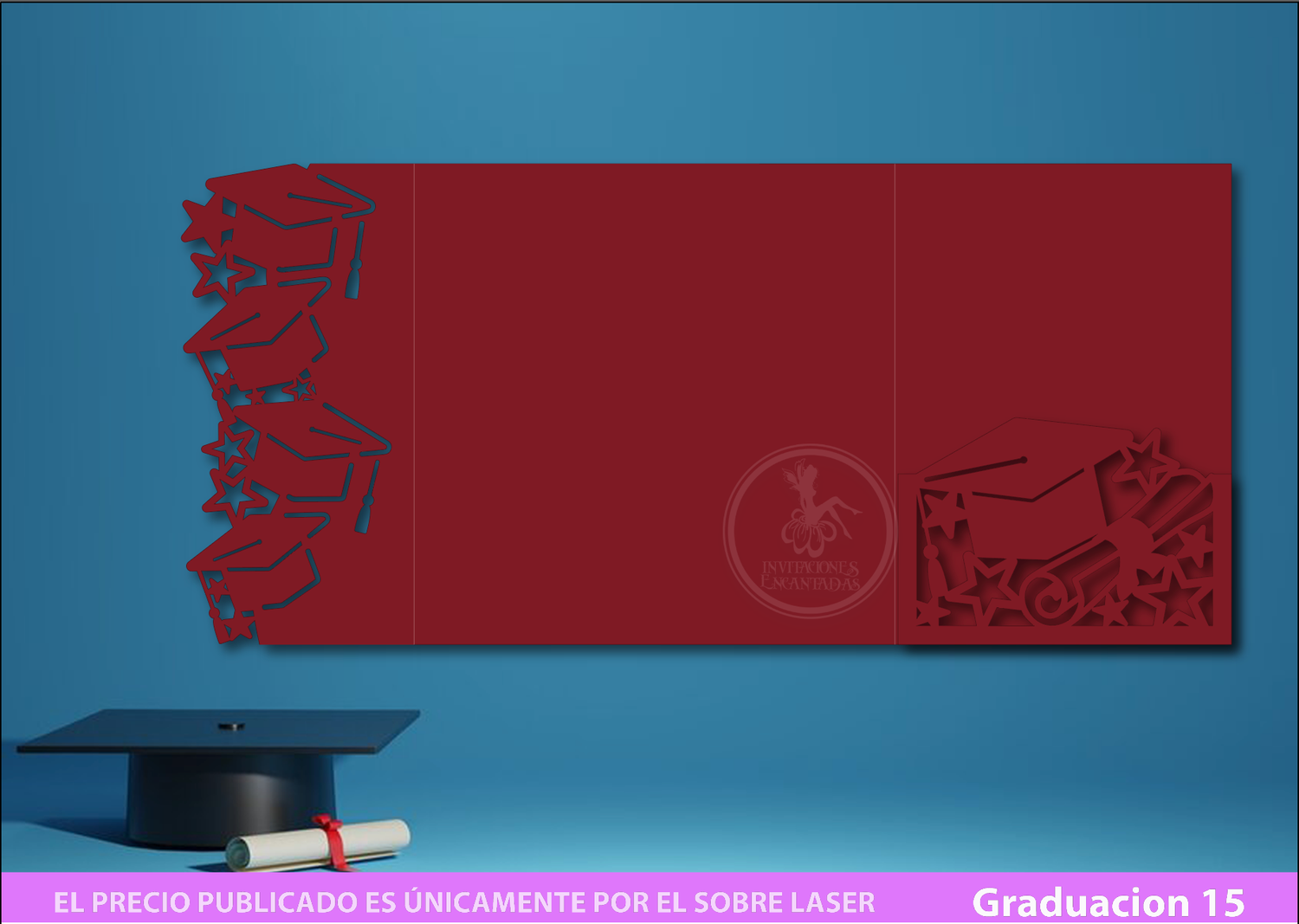 DIY Sobre Corte Laser Graduacion 015 - 15x15cm