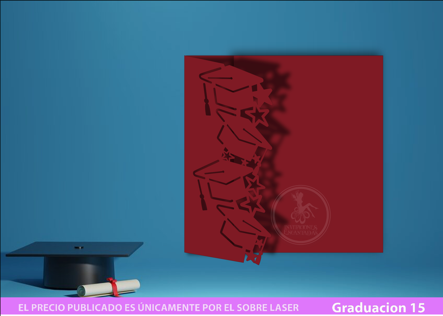 DIY Sobre Corte Laser Graduacion 015 - 15x15cm