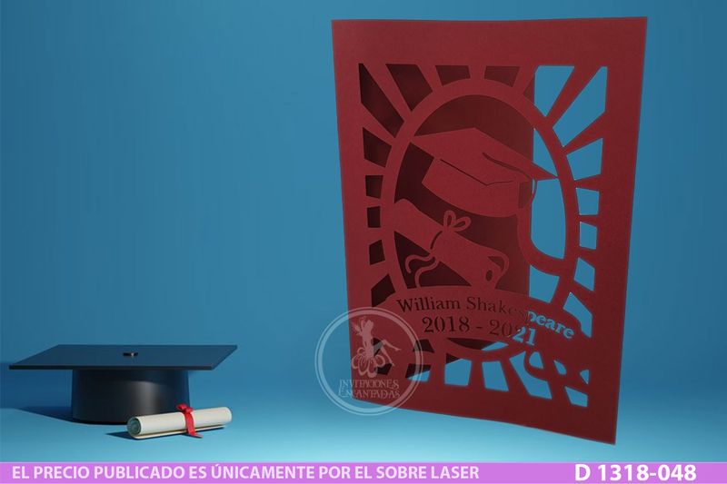 DIY Sobre Corte Laser D 1318-048 Graduacion