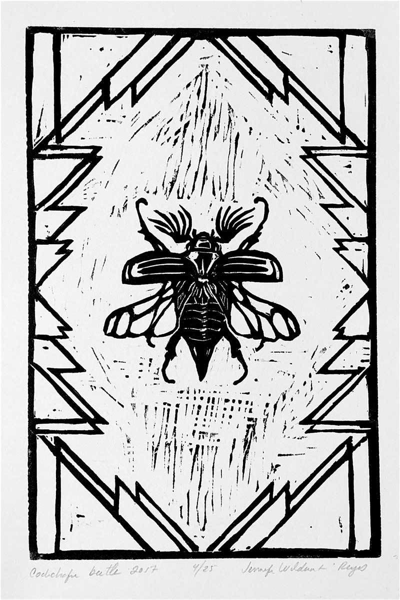 Cockchafer Beetle linocut print